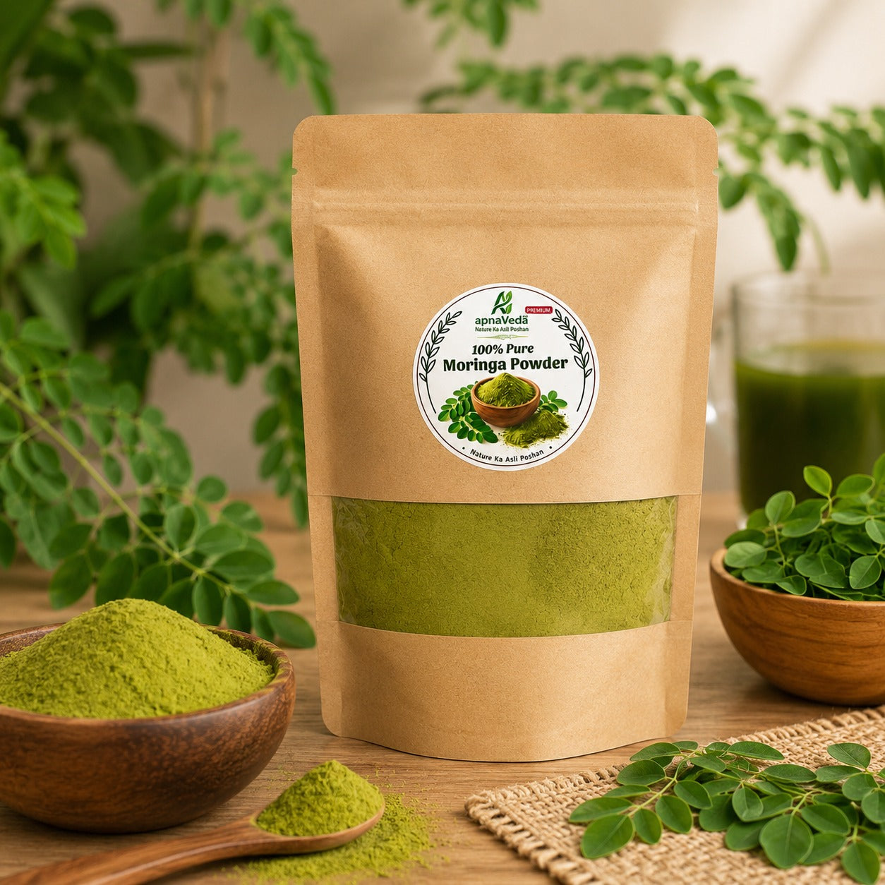 Apnaveda Premium Organic Moringa Powder 100% Pure & Natural