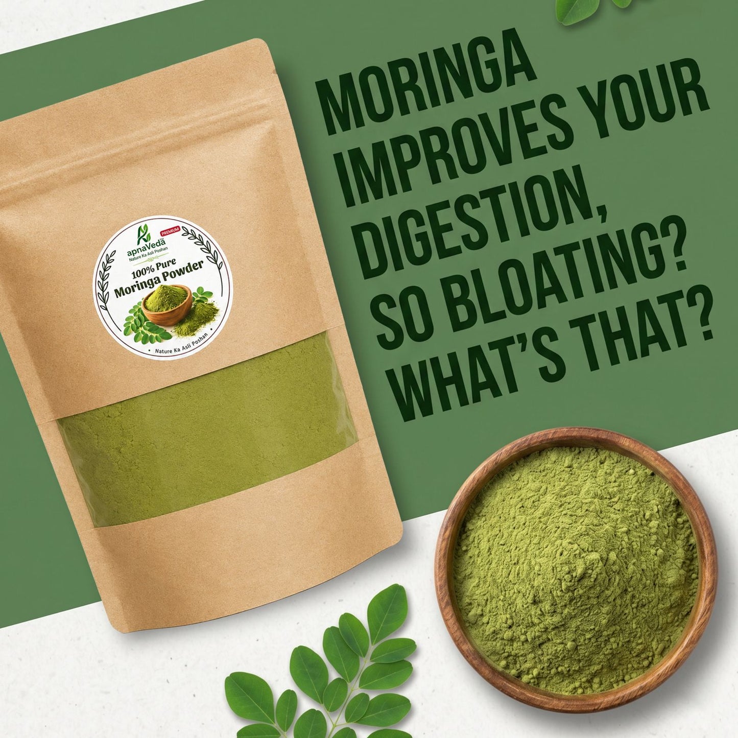 Apnaveda Premium Organic Moringa Powder 100% Pure & Natural